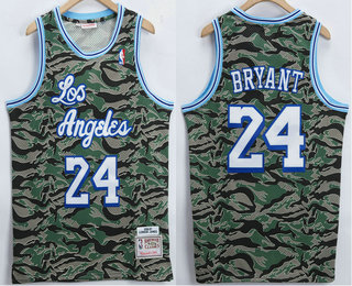 Men's Los Angeles Lakers #24 Kobe Bryant Camo Hardwood Classics Soul Swingman Throwback Jersey