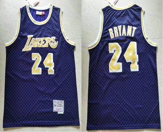 Men's Los Angeles Lakers #24 Kobe Bryant Checkerboard Royal Blue Hardwood Classics Soul Swingman Throwback Jersey