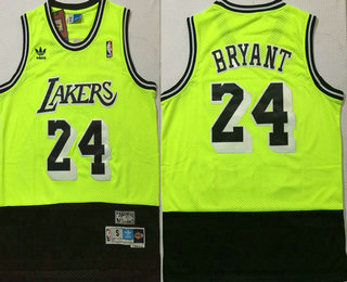 Men's Los Angeles Lakers #24 Kobe Bryant Green Black Split Hardwood Classics Jersey