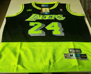 Men's Los Angeles Lakers #24 Kobe Bryant Green Black Split Hardwood Classics Jersey