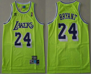 Men's Los Angeles Lakers #24 Kobe Bryant Green With Black Name Hardwood Classics Soul Swingman Throwback Jersey