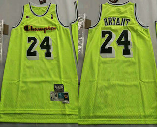 Men's Los Angeles Lakers #24 Kobe Bryant Green With Champion Hardwood Classics Soul Swingman Throwback Jersey