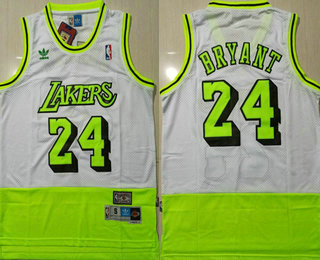 Men's Los Angeles Lakers #24 Kobe Bryant Green With White Swingman Stitched NBA Throwback Jersey