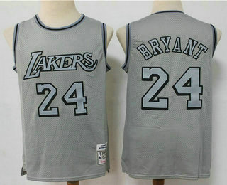 Men's Los Angeles Lakers #24 Kobe Bryant Grey Hardwood Classics Soul Swingman Throwback Jersey