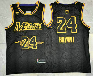 Men's Los Angeles Lakers #24 Kobe Bryant NEW Black Mamba Memorial Black Swingman Nike Jersey