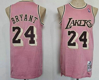 Men's Los Angeles Lakers #24 Kobe Bryant Pink Throwback Swingman Jersey