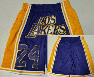 Men's Los Angeles Lakers #24 Kobe Bryant Purple Just Don Shorts