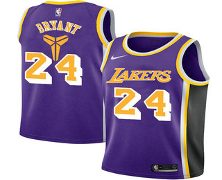 Men's Los Angeles Lakers #24 Kobe Bryant Purple Nike Swingman Black Mamba Logo Swingman Jeresy