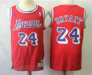 Men's Los Angeles Lakers #24 Kobe Bryant Red Swingman Stitched NBA Throwback Jersey