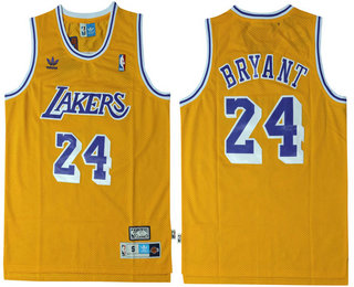 Men's Los Angeles Lakers #24 Kobe Bryant Revolution 30 Swingman Yellow Throwback Jersey