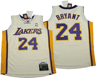 Men's Los Angeles Lakers #24 Kobe Bryant White 2008-09 Hardwood Classics Soul Swingman Throwback Jersey