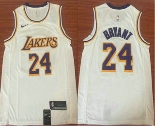 Men's Los Angeles Lakers #24 Kobe Bryant White 2018-2019 Nike Swingman Stitched NBA Jersey