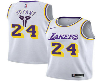 Men's Los Angeles Lakers #24 Kobe Bryant White Nike Swingman Black Mamba Logo Swingman Jeresy