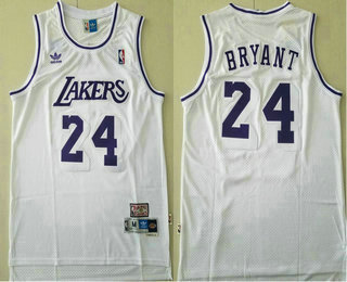 Men's Los Angeles Lakers #24 Kobe Bryant White Swingman Stitched NBA Throwback Jersey