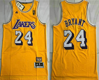 Men's Los Angeles Lakers #24 Kobe Bryant Yellow 1971-72 Hardwood Classics Soul AU Throwback Jersey