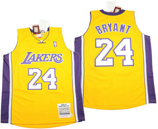 Men's Los Angeles Lakers #24 Kobe Bryant Yellow 2008-09 Hardwood Classics Soul Swingman Throwback Jersey