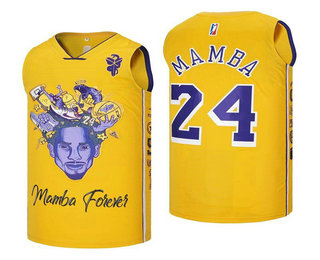 Men's Los Angeles Lakers #24 Kobe Bryant Yellow Fashion Jersey