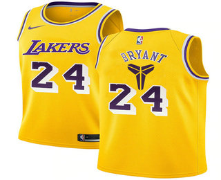 Men's Los Angeles Lakers #24 Kobe Bryant Yellow Nike Swingman Black Mamba Logo Swingman Jeresy