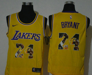 Men's Los Angeles Lakers #24 Kobe Bryant Yellow Nike Swingman Stitched NBA Fashion Jersey