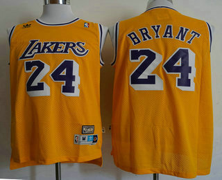 Men's Los Angeles Lakers #24 Kobe Bryant Yellow Swingman Throwback Jersey