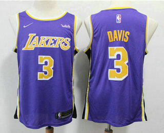 Men's Los Angeles Lakers #3 Anthony Davis 2019 Purple Nike Swingman Wish Stitched NBA Jersey