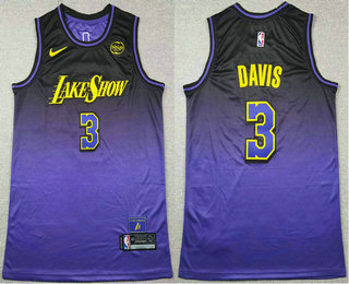 Men's Los Angeles Lakers #3 Anthony Davis 2024 Purple City Edition Swingman Sponsor Stitched Jersey