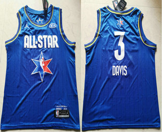 Men's Los Angeles Lakers #3 Anthony Davis Blue Jordan Brand 2020 All-Star Game Swingman Stitched NBA Jersey