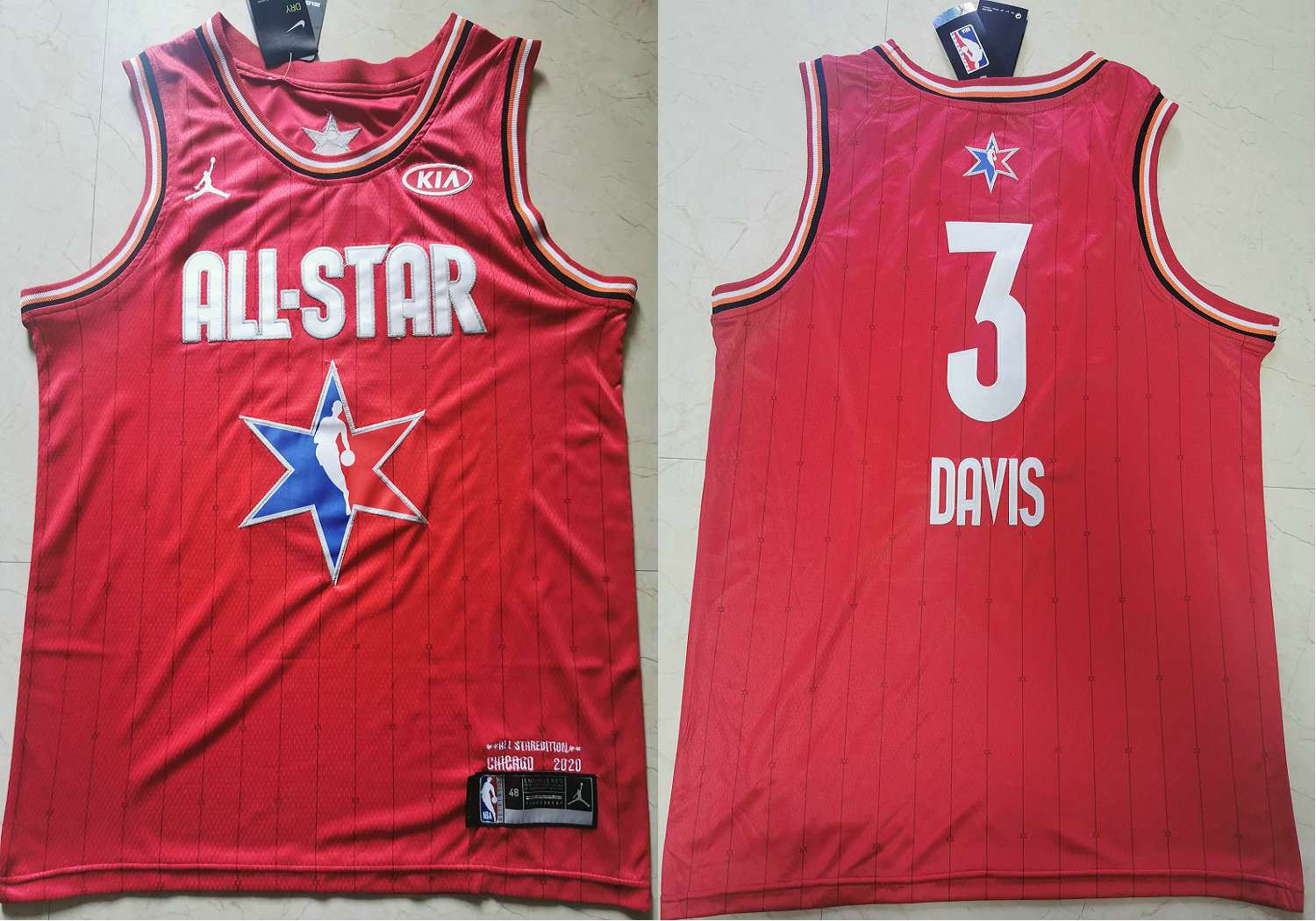 Men's Los Angeles Lakers #3 Anthony Davis Red Jordan Brand 2020 All-Star Game Swingman Stitched NBA Jersey