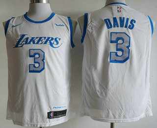 Men's Los Angeles Lakers #3 Anthony Davis White NEW 2021 Nike Wish City Edition Stitched Jersey