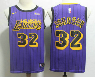 Men's Los Angeles Lakers #32 Magic Johnson NEW Purple 2019 Nike City Edition Swingman Wish Stitched NBA Jersey