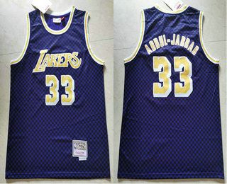 Men's Los Angeles Lakers #33 Kareem Abdul-Jabbar Checkerboard Royal Blue Hardwood Classics Soul Swingman Throwback Jersey