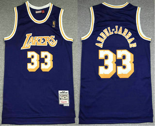 Men's Los Angeles Lakers #33 Kareem Abdul-Jabbar Purple Hardwood Classics Soul Swingman Throwback Jersey