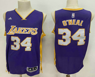 Men's Los Angeles Lakers #34 Shaquille O'neal Purple Stitched NBA Revolution 30 Swingman Jersey