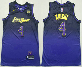 Men's Los Angeles Lakers #4 Dalton Knecht Purple 2024 City Edition Swingman Stitched Jersey