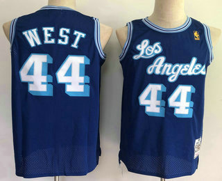 Men's Los Angeles Lakers #44 Jerry West Blue Gold NBA Hardwood Classics Soul Swingman Throwback Jersey