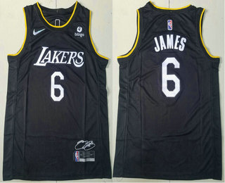 Men's Los Angeles Lakers #6 LeBron James 2022 Black 75th Anniversary MVP Swingman Jersey With Sponsor