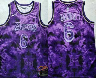 Men's Los Angeles Lakers #6 LeBron James 2023 Purple MVP Swingman Stitched Jersey