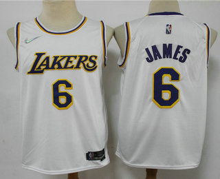 Men's Los Angeles Lakers #6 LeBron James 75th Anniversary Diamond White 2021 Stitched Jersey