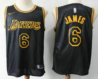 Men's Los Angeles Lakers #6 LeBron James Black 2021 Nike Swingman Stitched NBA Jersey