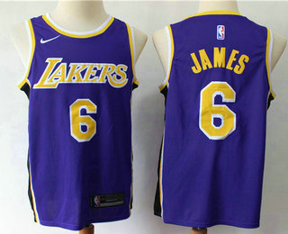 Men's Los Angeles Lakers #6 LeBron James Purple 2021 Nike Swingman Stitched NBA Jersey