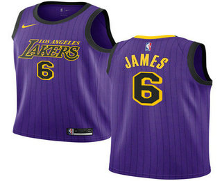 Men's Los Angeles Lakers #6 LeBron James Purple NBA Swingman City Edition Jersey