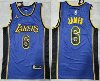 Men's Los Angeles Lakers #6 LeBron James Purple Statement 2022 Icon Swingman Jersey