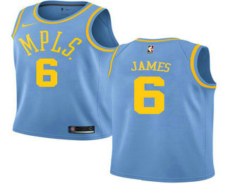 Men's Los Angeles Lakers #6 LeBron James Royal Blue NBA Swingman Hardwood Classics Jersey