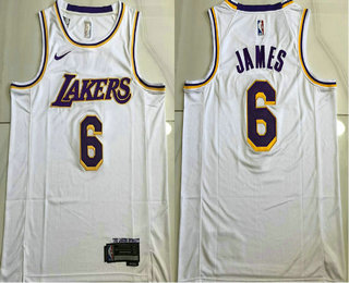 Men's Los Angeles Lakers #6 LeBron James White 2021 Nike AU Stitched NBA Jersey