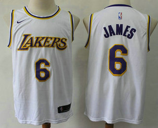 Men's Los Angeles Lakers #6 LeBron James White 2021 Nike Swingman Stitched NBA Jersey