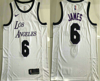 Men's Los Angeles Lakers #6 LeBron James White 2022 Nike AU Stitched Jersey