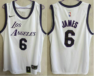 Men's Los Angeles Lakers #6 LeBron James White 2022 Nike Swingman Stitched Jersey