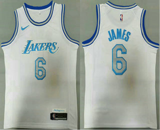 Men's Los Angeles Lakers #6 LeBron James White NBA Swingman 2020-21 City Edition Jersey