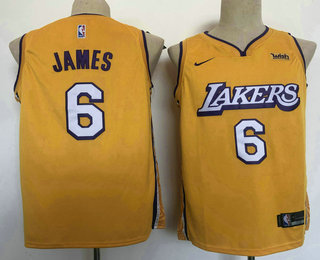 Men's Los Angeles Lakers #6 Lebron James Yellow 2021 Nike City Edition Swingman Jersey