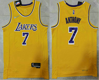 Men's Los Angeles Lakers #7 Carmelo Anthony 75th Anniversary Diamond Gold 2021 Stitched Jersey